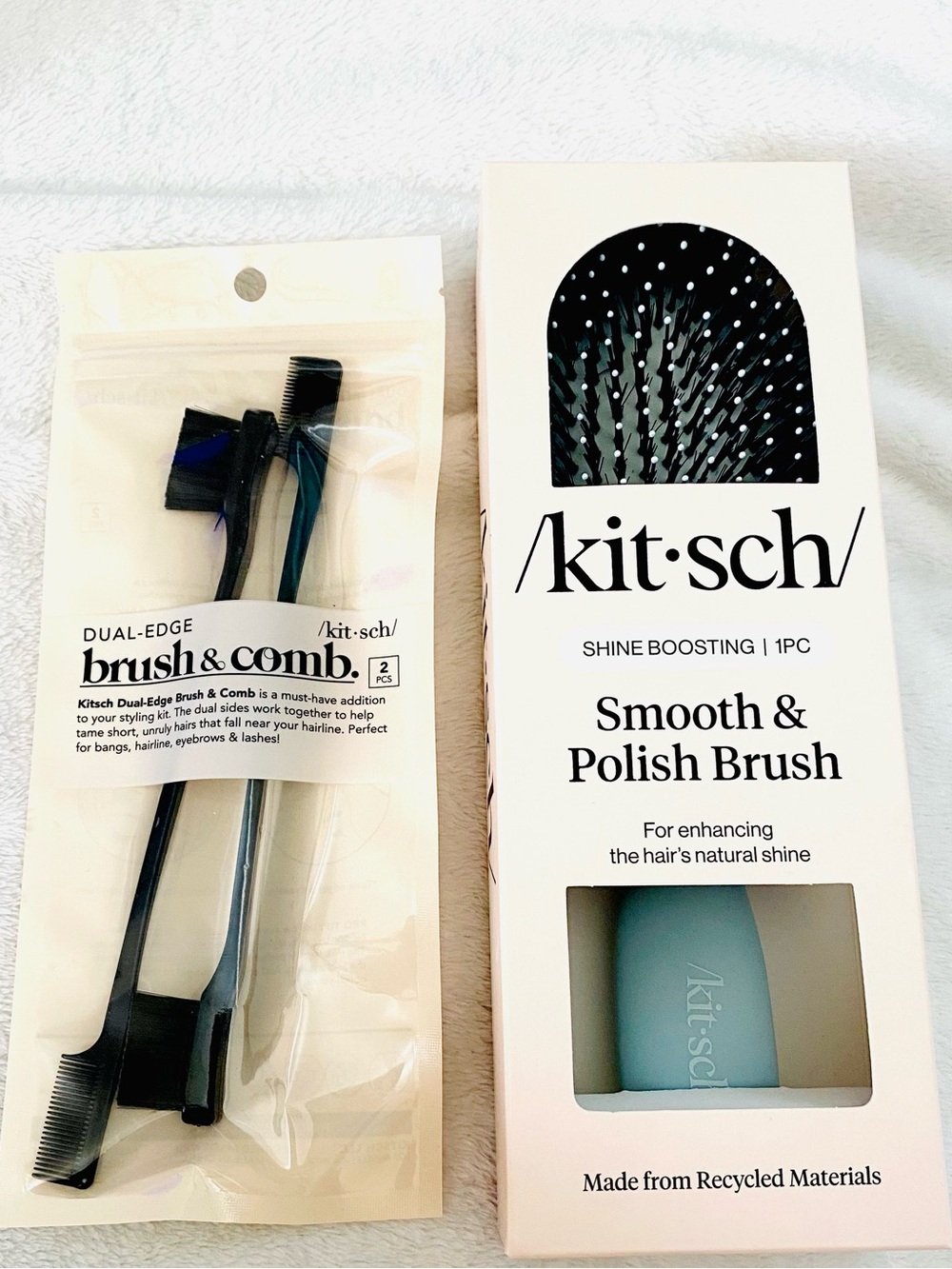 Kitsch Brush Bundle - Large Shine Boosting Brush Dual-Edge Mini Brush/Combs NWT